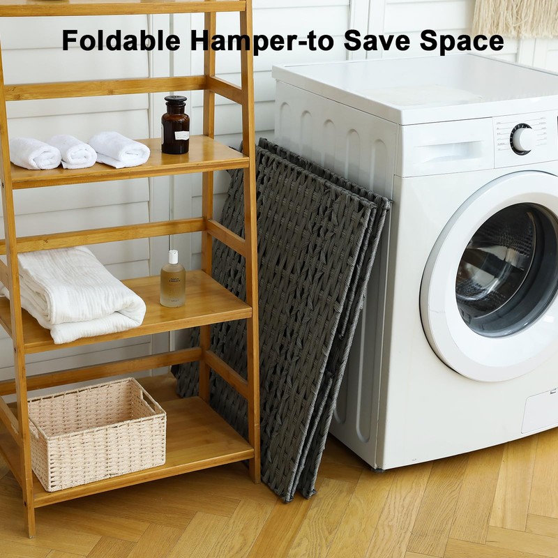 OIAHOMY Laundry Hamper with Lid, 140L Clothes Hamper with 3