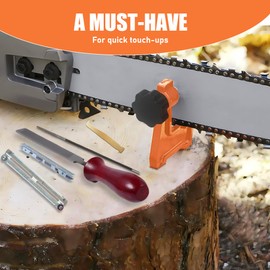 karvayna Universal Field Chainsaw File Kit, 14pcs Chain Saw File Set, 5/32" 7/32" 3/16" 1/8" 11/64" 13/64" Chainsaw Sharpening Files with Stump Vise