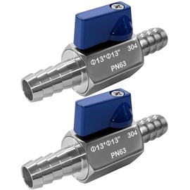 Beduan 2PCS 1/2” Hose ID Barb Ball Valve 304 Stainless Steel Mini Shut Off Valve for Water Gas Fuel Drip Irrigation and Aquariums