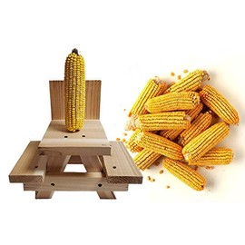 Combo Picnic Table Squirrel Corn Cob Feeder and Bulk Corn Cobs 25 Pounds for Squirrels, Deer