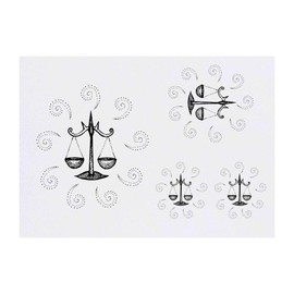 4 x 'Libra Scales' Temporary Tattoos - Water Resistant, Skin-Safe, Non-Toxic Transfers, Mixed Sizes (TO00003706)