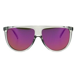 SA106 Oversize Thin Plastic Flat Top Mob Reflective Color Mirror Lens Sunglasses Clear Purple