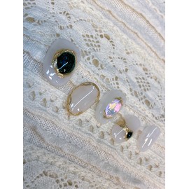 [Janef] Luxurious brooch nails like gemstones - Emerald on both sides (green) / [재네프]원석같은 고급스러움 브로치 네일 - 양쪽 에메랄드(초록)