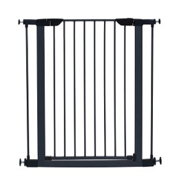 MidWest Homes for Pets 39-Inch High Walk-Thru Pressure Mounted Steel Dog Gate, Expands to 38 Inches Wide, Includes 3-inch Extensions, Textured Graphite