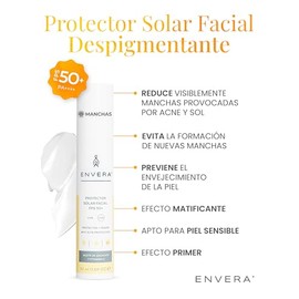 ENVERA | Protector Solar Facial Despigmentante SPF 50+ 2 En 1 | Bloqueador Solar Facial Oil Control Toque Seco + Primer Toque Seco | Acabado Mate Mous