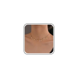 Cimenexe Bohemian Moon Star Dangle Necklace Gold Crescent Moon Choker Necklace Lighting Star Pendant Necklace Tiny Moon Star Chain Necklace Jewelry for Women and Girls Gifts