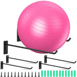 Threan 15.3 Inch Yoga Ball Holder Wall Metal Mounted Storage Display Storage Ball Rack, Exercise Mat Wall Hanger Hooks for Yoga Basketball Volleyball(20 Pcs)