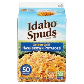 Idaho Spuds Real Potato, Gluten Free, Golden Grill Hashbrown Potatoes. Large Carton 33.1 oz (2 LB 1.1 oz)