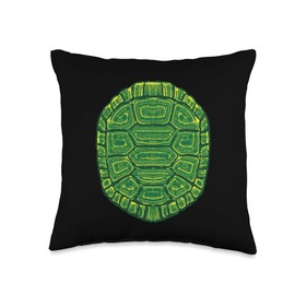 Shell of the turtle illustration Shell of The Turtle Looking Like a Funny Green Backpack Throw Pillow, 16x16, Multicolor