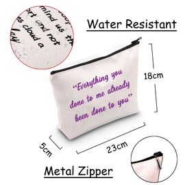 JXGZSO Purple Movie Inspired Cosmetic Bag Musical Movie Lover Gift Everything You Done To Me Already Been Done To You Celie Quote Makeup Bag, Everything You Done To Me