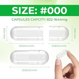 Angtai JN ANGTAI JN Empty Capsules Size 000, 1000 Count DIY Clear Vegetarian and Vegan Pill Empty Capsules,with Capsules Filling Kit,Kosher,ISO9001,Gluten Free, Halal Certified,Non-GMO Certified