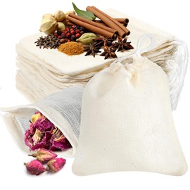 cobee 200 Pcs 3x4 in Cotton Muslin Bags, Small Drawstring Bags Reusable Cotton Bags with Drawstring Cloth Bag Sachet Bags Empty Tea Bags for Loose Tea Spice Bags for DIY Craft Gift Sachet Soap Candy
