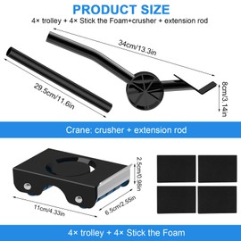 bechoanigel Furniture Lifter Set, Furniture Rollers and Transport Castors for Heavy Furniture, 4-Wheel Furniture Transport Castors with Retractable Crowbar and Long Bar, 180° Rotatable, Furniture