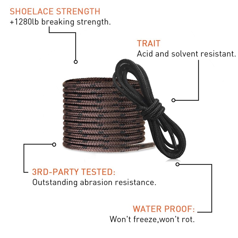 NDTEZUGT Unbreakable Boot Laces, Heavy Duty Work Round Shoelaces Replacement