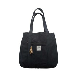 TruHemp Himalayan Hemp Tote Bag, Black – Spacious Shopping Tote with Dual Zippered Compartments, Durable Market Bag with Cotton Lining, 10L Capacity