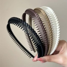 VelvetGlow Headbands with Teeth for Women Non-slip, Plastic Comb Headband with Teeth, Headbands for Ladies Hair, Comfortable Hairbands Hair Accessories for Women Girls, 4 Pcs