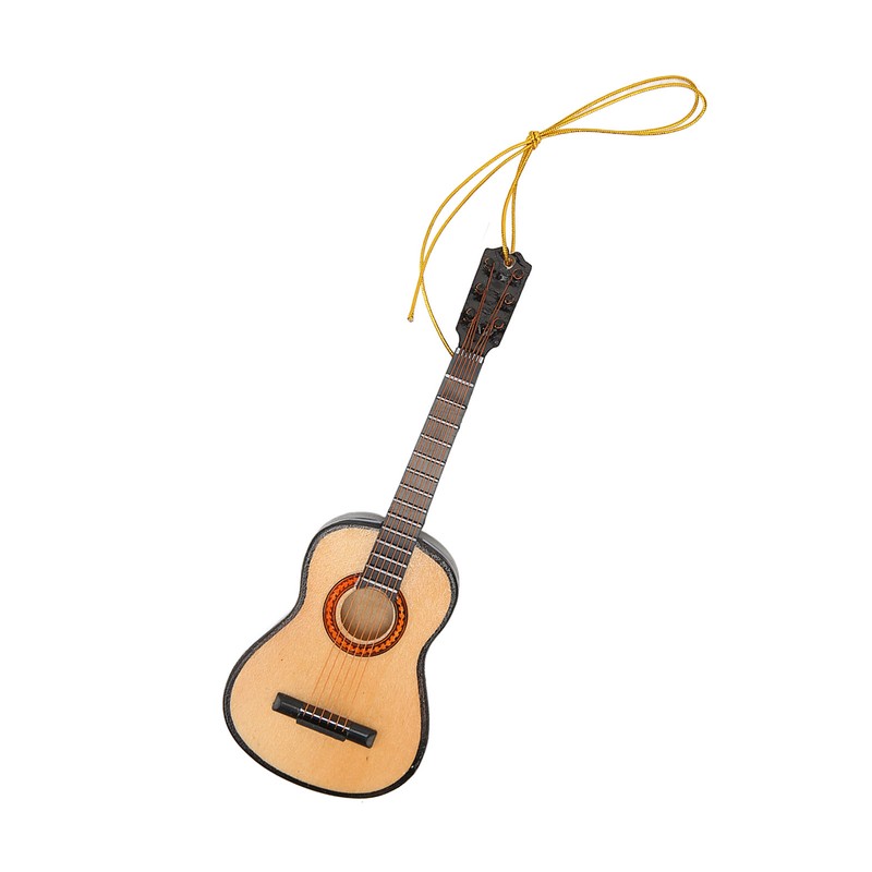 Guitar Model Lifelike Decorative Wooden Miniature Guitar Ornament for Christmas