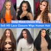 Keytac 5x5 Hd Lace Closure Wigs Human Hair Deep Wave