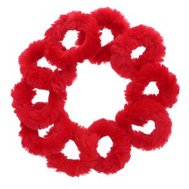 Small Fuzzy Fur Scrunchies Furry Pony Holder - Set of 10-Red