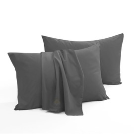 Toddler Travel Pillow Cover 100% Egypatian Cotton Pillowcase Set of 2 with Zipper Closure Small Pillow Case 500 Thread Count Travel Pillowcase 13x18 Inch, Dark Grey