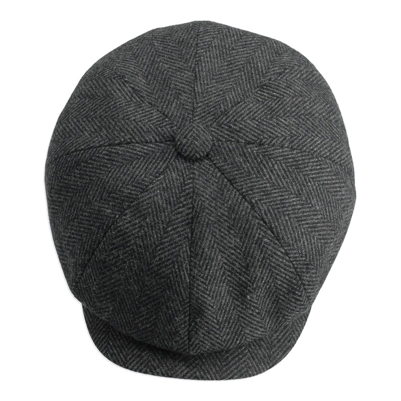 Gamble & Gunn Shelby' Flat Cap Grey Herringbone Vintage Style