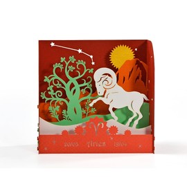 Flying Meow Aries Zodiac 3D Pop-Up Card - Handcrafted Greeting Card for Cherished Moments (Aries)