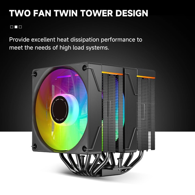 Jungle Leopard KF620-DGT CPU Air Cooler, Dual ARGB PWM Fans,