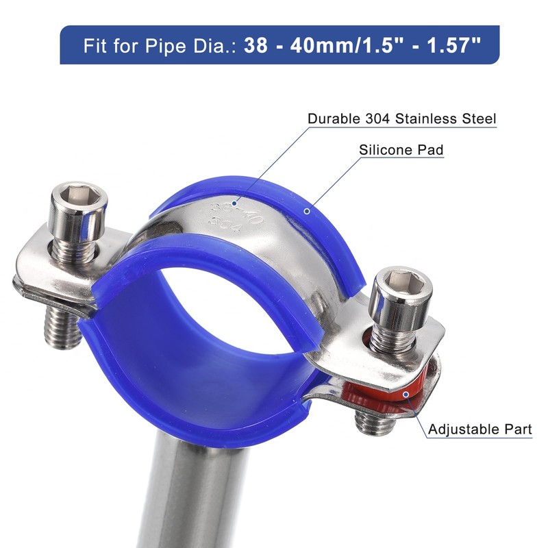 sourcing map Stainless Steel Pipe Supports Wall Mount Ceiling Mount