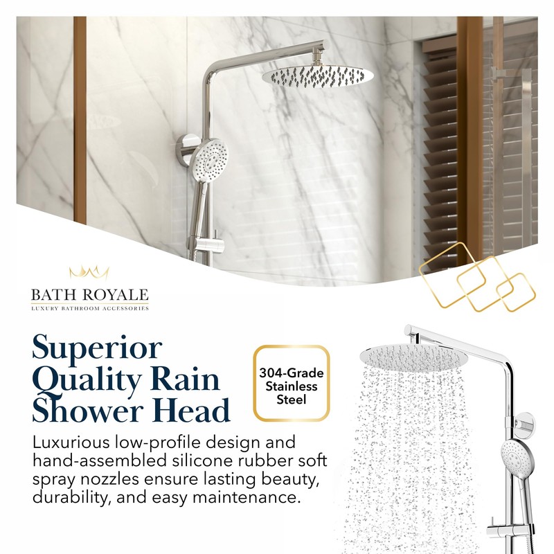BATH ROYALE Rain Shower Head & Detachable Handheld Spray Combo,