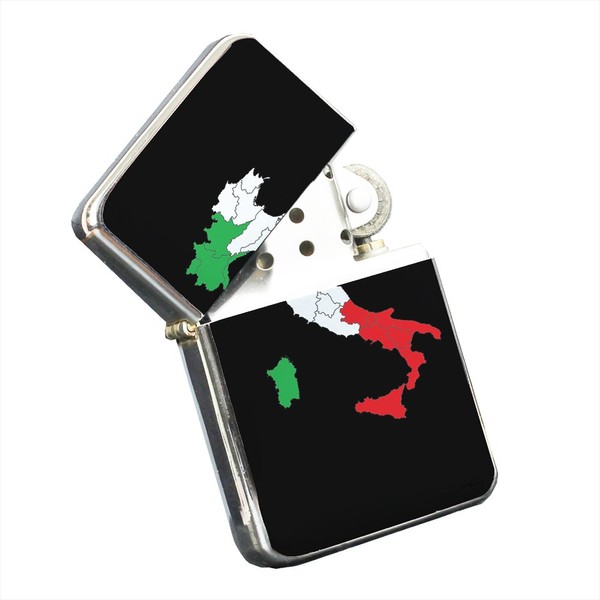 Elements of Space Italy Italian Flag - Silver Chrome Pocket Lighter