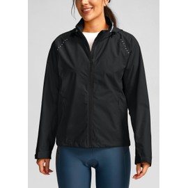Bikewa Women's Cycling Rain Jackets Waterproof Windbreaker Lightweight Running Windproof Reflective Jacket Packable Hooded(Black,S)