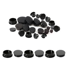 14mm Plastic Hole Plugs, 200 Pcs Black Locking Insert End Cap, Flush Type Covers Plug Stopper for Furniture Shelf Cabinet