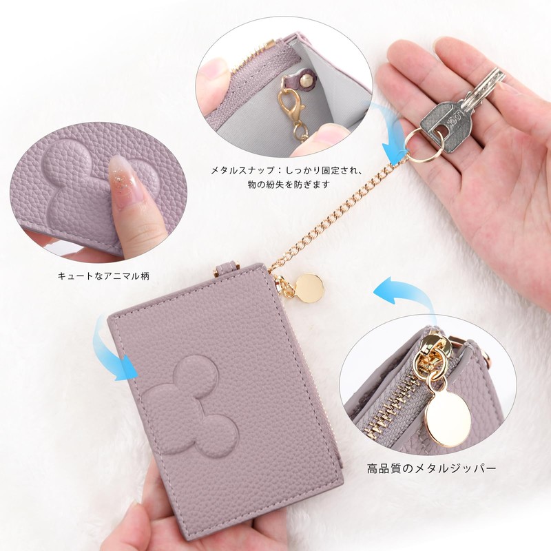 Wasenn Pass Case with Reel for Women, Men's, Coin Purse,