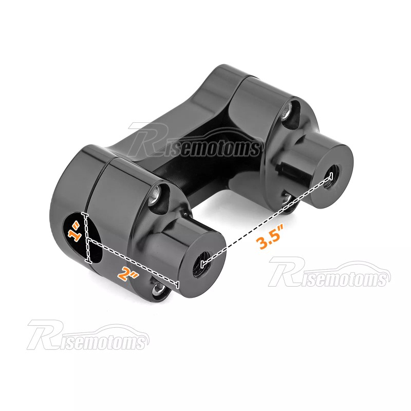 RI Black 2" Riser 1" Handlebar Clamp For Harley Softail