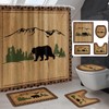 Drydiet 4 Pcs Rustic Cabin Bear Shower Curtain Set Wild