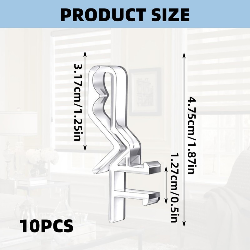 10PCS Valance Clips Transparent Plastic Window Blind Clips Hidden Channel