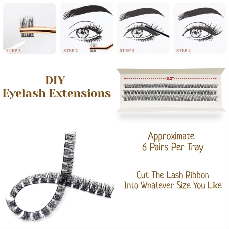 CB 2-Trays Of Clusters Lash Ribbons D-Curl Eyelash Clusters Thin