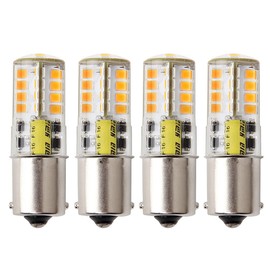 HRYSPN 4PCS BA15S LED bulb 12V, Waterproof bulb, 1141 1156 Bayonet Single Contact Base for Landscape RV Camper Interior Marine Boat Trailer Lights, Warm White 3000K