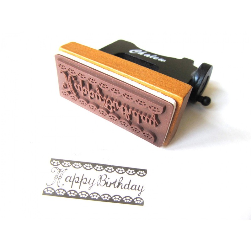 Happy Birthday Shape Sewing Machine Miniblings Stamp 5 x 2