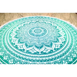 Round Beach Tapestry Mandala Boho Hippie Blanket Indian Cotton Bohemian Large Table Cloth Home Decor Yoga Mat Meditation Picnic Rug Hawaii Sunproof Throw Hippy Boho Gypsy Tablecloth Shawl Roundie (42