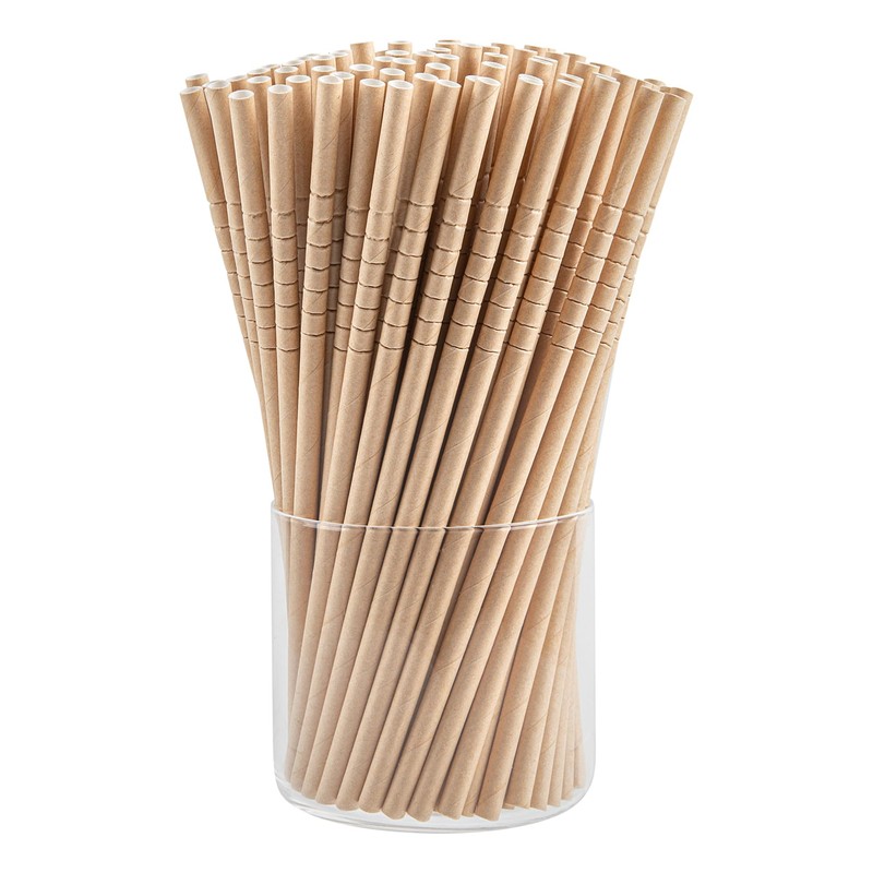 Restaurantware-Basic Nature 7.8 Inch Bendable Paper Straws, 100 Count Sustainable