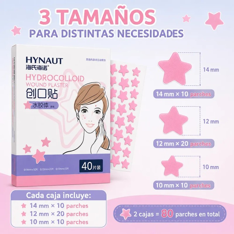 Parches Hidrocoloides Estrella Acne 2 Cajas 80 Pzs