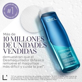 L'BEL - Essential Loción Desmaquillante Bifásica 2 uds x 125 ml, Remueve Maquille, a Prueba de Agua, Cuida la Piel, para Ojos, Rostro y Labios, Todo T