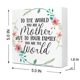 Mom Gift From Daughter Son,Mother's Day Birthday Gift for Mother,To Me You are The World Wood Plaque Sign Wood Block Sign Desk Decor Decorations Gift Idea for Mom Home Office Bedroom Shelf Table Decor