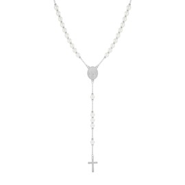 Manfnee Rosary Necklace for men and women Medal & Cross Religious Stainless Steel Praying Rosary Necklace