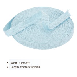PATIKIL Cotton Twill Tape 3/8 Inch 10 Yards Cotton Ribbon Bias Binding Tapes Herringbone Webbing Trim for Sewing Gift Wrapping Craft DIY Pastel Blue