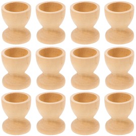 DECHOUS 12Pcs Wooden Easter Egg Holders: Spring Easter Party Unpainted Wooden Egg Stands for DIY Painting Crafts Supplies - Ideal for Families Kids Adults Party Crafts