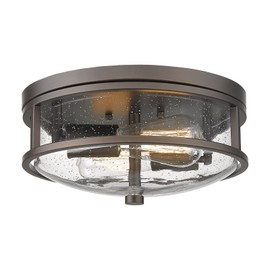 Rosient Flush Mount Ceiling Light Fixture, 12 inch 2-Light Modern Farmhouse Ceiling Light with Seeded Glass for Bedroom, Entryway, Kitchen Hallway, ROS88 ORB