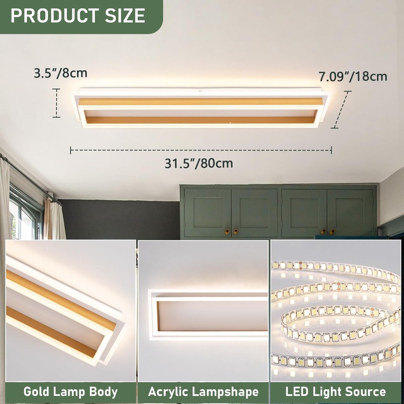 Vloitgol Dimmable Led Ceiling Light with Remote Control 31.5in Modern