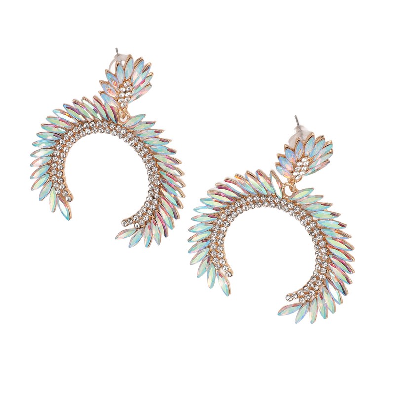 Marquise Flower Teardrop Earrings KC Gold Glittering Semicircle Teardrop Dangle